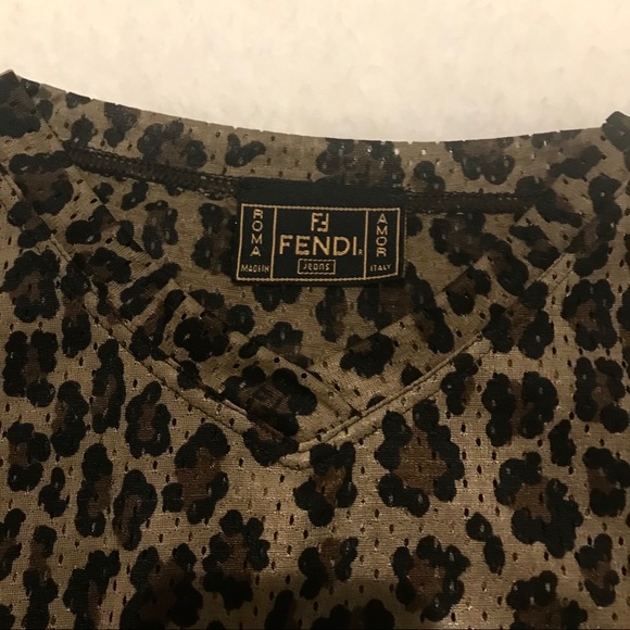 Fendi V neck Leopard Pattern Eyelets tops AK36291 size XS- S - Picture 3 of 8
